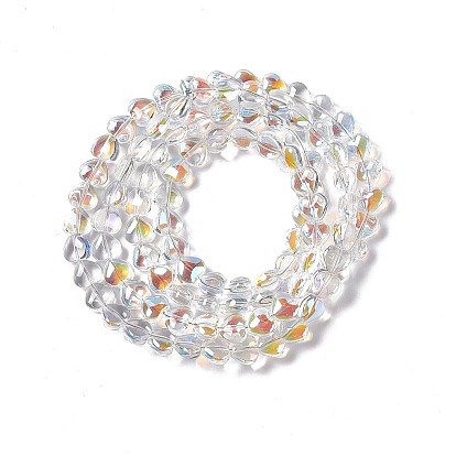 Transparent Electroplate Glass Beads Strands, Half Plated