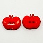 Acrylic Buttons, 2-Hole Apple Sewing Buttons, Dyed, 14x16x2.5mm, Hole: 2mm