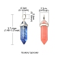5Pcs 5 Styles Synthetic Mixed Gemstone Pointed Pendants, Faceted Bullet Charms, with Platinum Tone Random Alloy Pendant Hexagon Bead Cap Bails