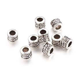 Tibetan Style European Beads, Lead Free and Cadmium Free, Column, Antique Golden, 8.5mm in diameter, 7mm thick, hole: 5mm