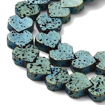 Electroplated Natural Lava Rock Beads Strands, Heart
