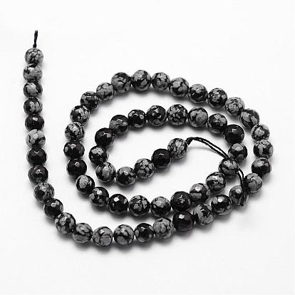 Naturelles Obsidienne perles brins, facette, ronde