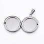 304 Stainless Steel Locket Pendants, Photo Frame Charms for Necklaces, Flat Round