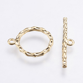 Brass Toggle Clasps, Ring, Long-Lasting Plated, Real 18K Gold Plated, Nickel Free, Ring