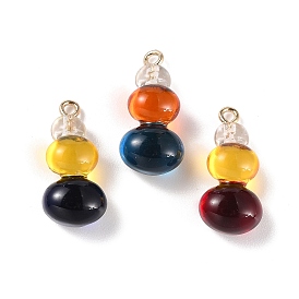 Three Color Resin Pendants, Gourd Charms with Light Gold Tone Alloy Loops