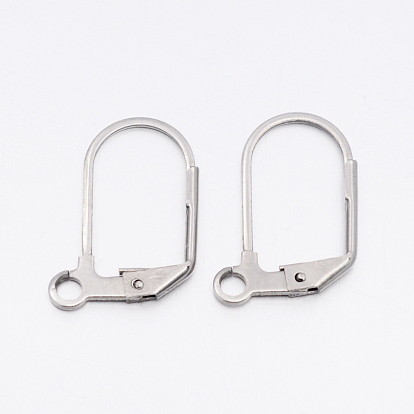 304 Stainless Steel Leverback Earring Findings, with Loop, 18x12x1.5mm, Hole: 2mm, Pin: 1mm