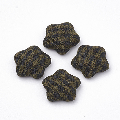 Cloth Fabric Cabochons, with Aluminum Bottom, Star