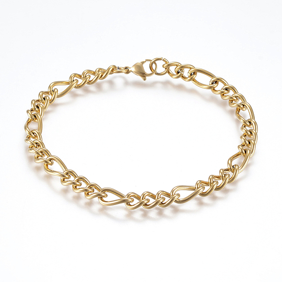 304 Stainless Steel Chain Anklets, with Lobster Claw Clasps