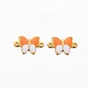 304 Stainless Steel Enamel Links Connectors, Two Tone, Butterfly, Real 16K Gold Plated, Cadmium Free & Nickel Free & Lead Free