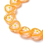 Handmade Lampwork Beads Strands, with Enamel, Heart with Flower
