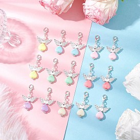 Подвеска в виде ангела из акрила и АБС-пластика с имитацией жемчуга, Сплав с застежками когтя омара