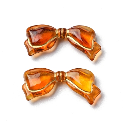 Imitation Amber Transparent Acrylic Beads, Chocolate, Metal Enlaced