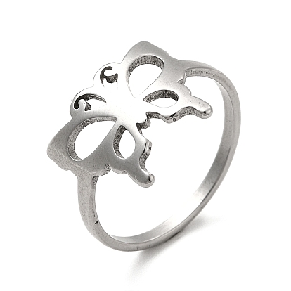 Классический 201 кольца для пальцев из нержавеющей стали, полые женские кольца с широкой полосой в форме бабочки