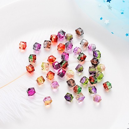 Two Tone Transparent Spray Painted Acrylic Beads, Polygon