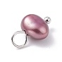 Natural Cultured Freshwater Pearl Charms, with Platinum Brass Ball Head Pins, Oval