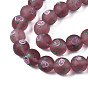 Handmade Frosted Lampwork Beads Strands, Round with Flower