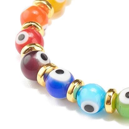 Bracelet extensible rond en verre au chalumeau et pierre de lave naturelle, bijoux de pierres précieuses d'huile essentielle pour les femmes