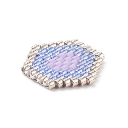 Perlas de semillas japonesas hechas a mano, Patrón de telar, hexagrama con corazón