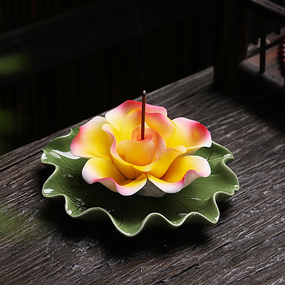 Brûleurs d'encens en porcelaine, porte-encens fleur, bureau à domicile salon de thé fournitures bouddhistes zen