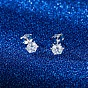 925 Clous d'oreilles en argent sterling avec micro pavé de zircone cubique pour femme, avec cachet s, diamant
