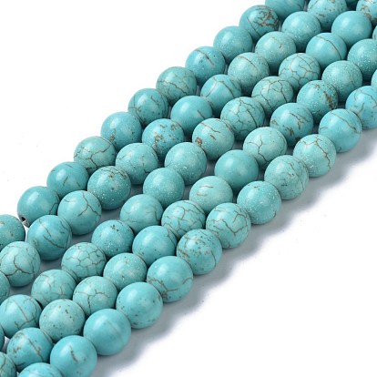 Natural Howlite Beads Strands, Dyed & Heated, Round
