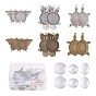 Kit de fabricación de joyas con colgante de animal diy, incluyendo engastes de cabujón de aleación de mariposa, tortuga y búho, Cabuchones de cristal