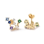 Colorful Cubic Zirconia Triones Stud Earrings, Rack Plating Brass Jewelry for Women, Cadmium Free & Lead Free