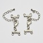 Brass Chain Extenders, Necklace Layering Clasps, with 2 Strands 4-Hole Ends and Lobster Claw Clasps, 41mm, Hole: 2mm