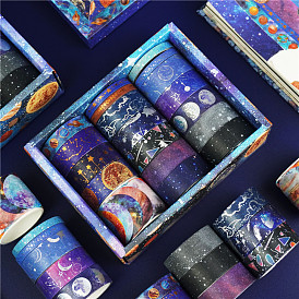 Decorative Paper Tapes, Adhesive Tapes, for DIY Scrapbooking Supplie Gift Decoration, Starry Sky Pattern