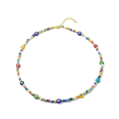 Lampwork mauvais œil et perles de verre collier bracelet extensible, ensemble de bijoux pour femmes