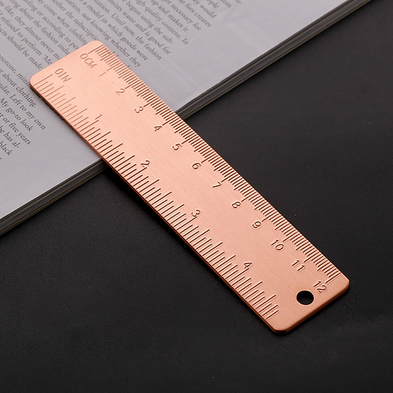 Regla recta de latón duradera de 12 cm., herramienta de medición de marcadores de metal, suministros de oficina de la escuela