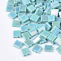 2-Hole Glass Seed Beads, Rainbow Plated, Square