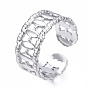 304 anillo de puño abierto con envoltura ovalada de acero inoxidable, anillo hueco grueso para mujer