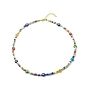 Lampwork mauvais œil et perles de verre collier bracelet extensible, ensemble de bijoux pour femmes