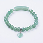 Gemstone Stretch Bracelets, with Alloy Findings, Heart