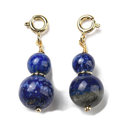 Décorations de pendentif en calebasse en lapis-lazuli naturel naturel, ornements de fruits avec fermoirs à ressort en laiton