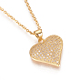 304 Stainless Steel Pendant Necklaces, with Brass Cubic Zirconia Pendants, Heart