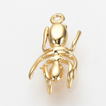 Brass Charms, Nickel Free, Real 18K Gold Plated, Spider
