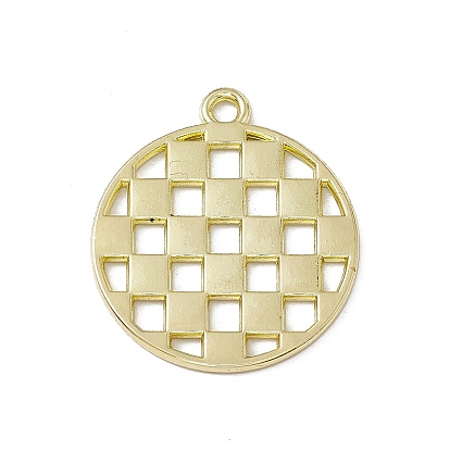 Alloy Pendants, Flat Round with Square Charm