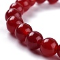 Dyed Natural Jade Beads Stretch Bracelets, Round