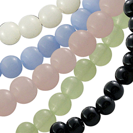 Chapelets de perles en verre, perles d'imitation en jade, ronde, 6mm, Trou: 1mm, Environ 50 pcs/chapelet, 13 pouce