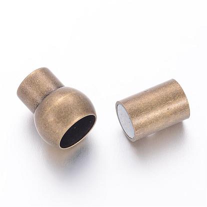 Brass Magnetic Clasps with Glue-in Ends, Oval, 17x10mm, Hole: 6mm