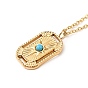 Synthetic Turquoise Pendant Necklace, Gold Plated 304 Stainless Steel Jewelry for Men Women