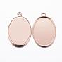Ion Plating(IP) 304 Stainless Steel Pendant Cabochon Settings, Plain Edge Bezel Cups, Oval