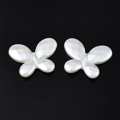 Perles de nacre en plastique ABS, facette, papillon