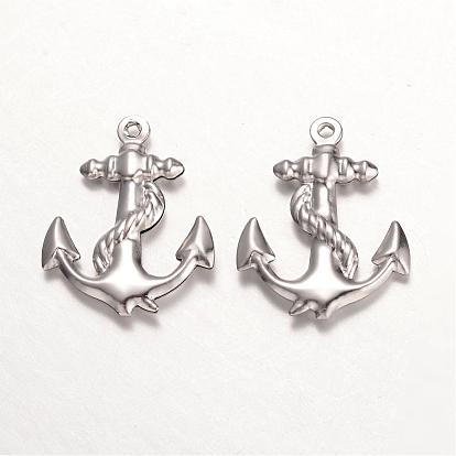 316 Surgical Stainless Steel Pendants, Anchor, 24x18.5x3mm, Hole: 1mm