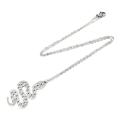 201 Stainless Steel Pendant Necklaces, with Cable Chains, Snake
