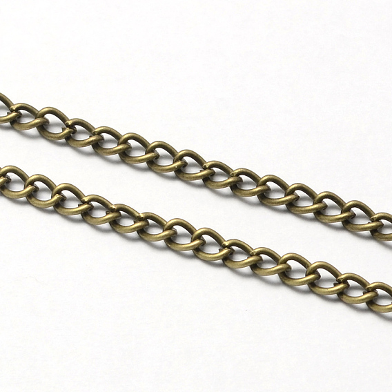 Collar de cadena trenzado de hierro vintage para el diseño de relojes de bolsillo, con broches de langosta, 31.5 pulgada, link: 3.3x4.6x0.9 mm