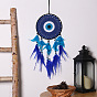 Fer et toile/filet tissé avec décorations pendantes en plumes, style mauvais œil pour la décoration suspendue de la maison