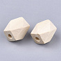 Unfinished Wood Beads, Natural Wooden Beads, Faceted, Polygon